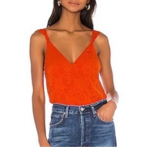House of Harlow X Revolve Orange Floral Sleeveless Blouse XS NWOT